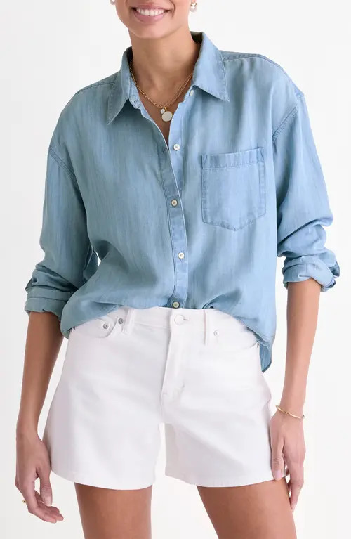 vineyard vines Birdie Chambray Button-Up Shirt in Light Acid Wash at Nordstrom, Size Medium | Nordstrom