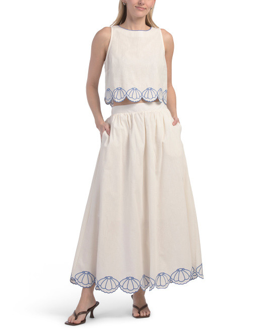 2pc Linen Blend Embroidered Set | TJ Maxx