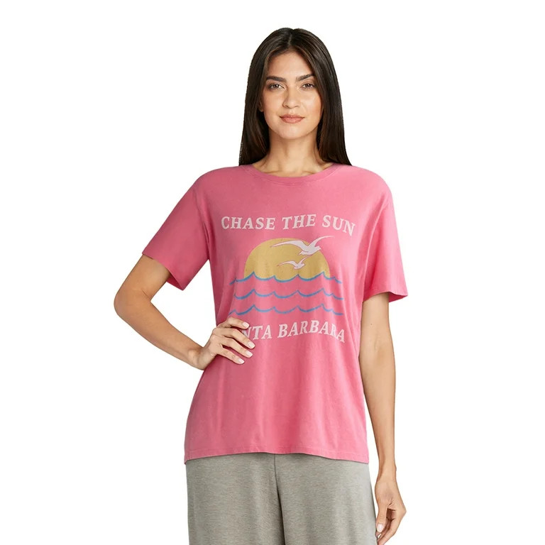 Time and Tru Women’s Santa Barbara Graphic Tee with Short Sleeves, Sizes S-XXXL | Walmart (US)