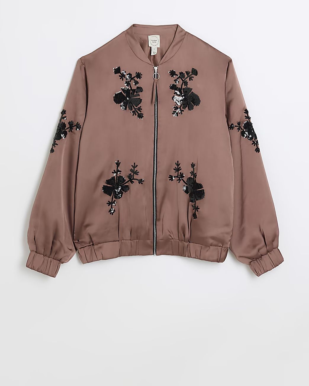 Pink satin embellished bomber jacket | River Island (US)