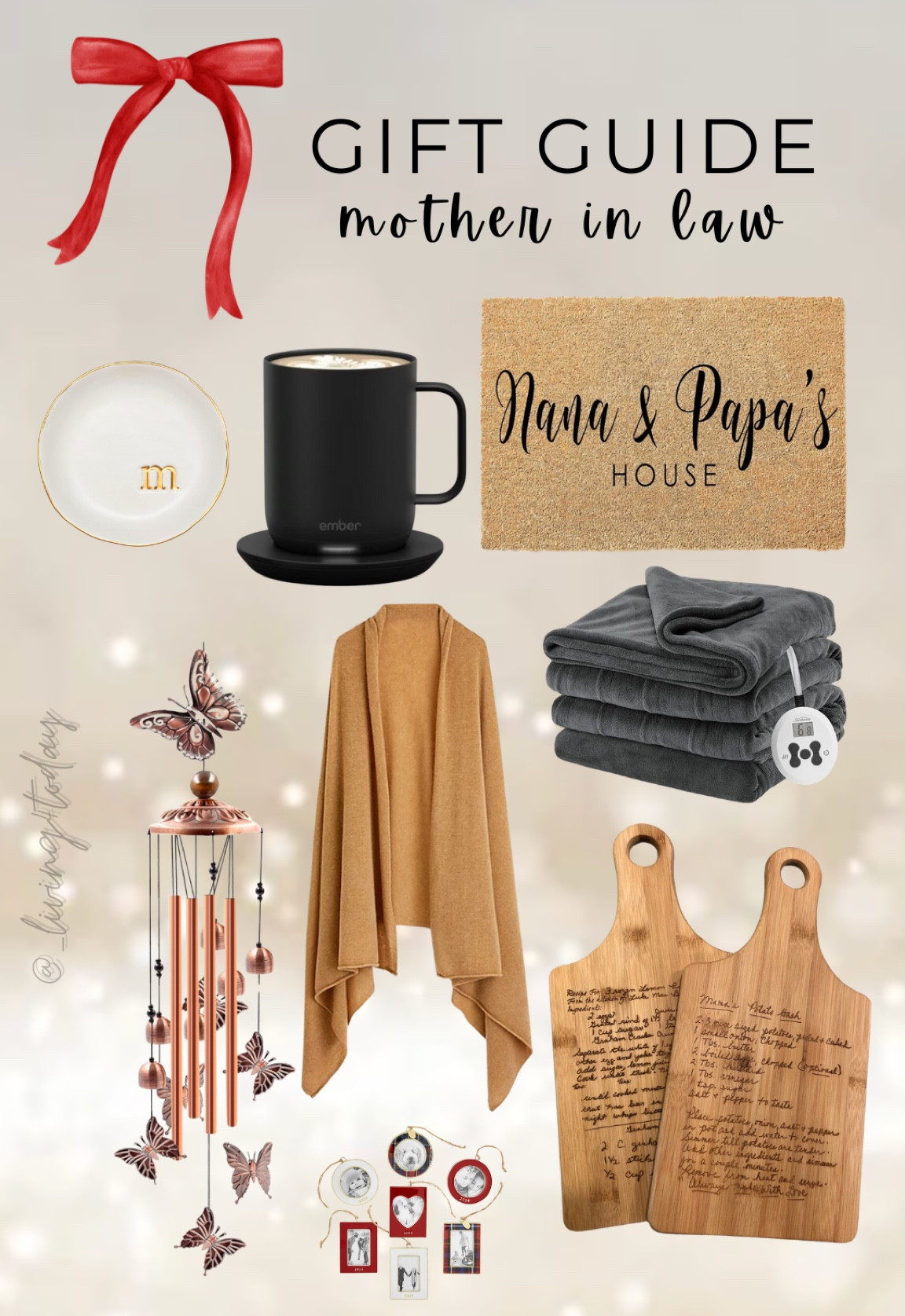 Perfect gifts for your mom or mother in law this holiday season 🎁🎄 personalized doormat, ember mug, heated blanket, cashmere sweater, personalized charcuterie board, wind chimes and the cutest jewelry tray 

#LTKFindsUnder100 #LTKGiftGuide #LTKHoliday