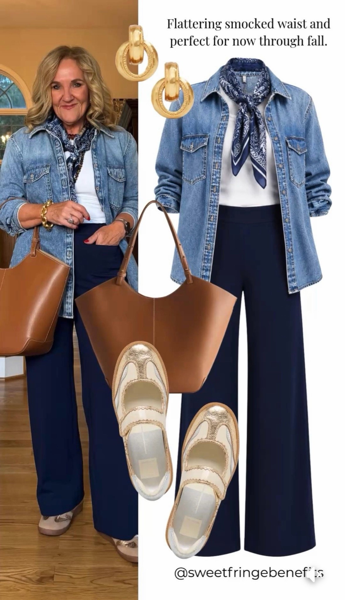 Loft ponte knit Palmer pants. I wear an 8 petite. 
Denim shirt size medium 

Fall outfit travel outfit

#LTKOver40 #LTKSaleAlert #LTKootd