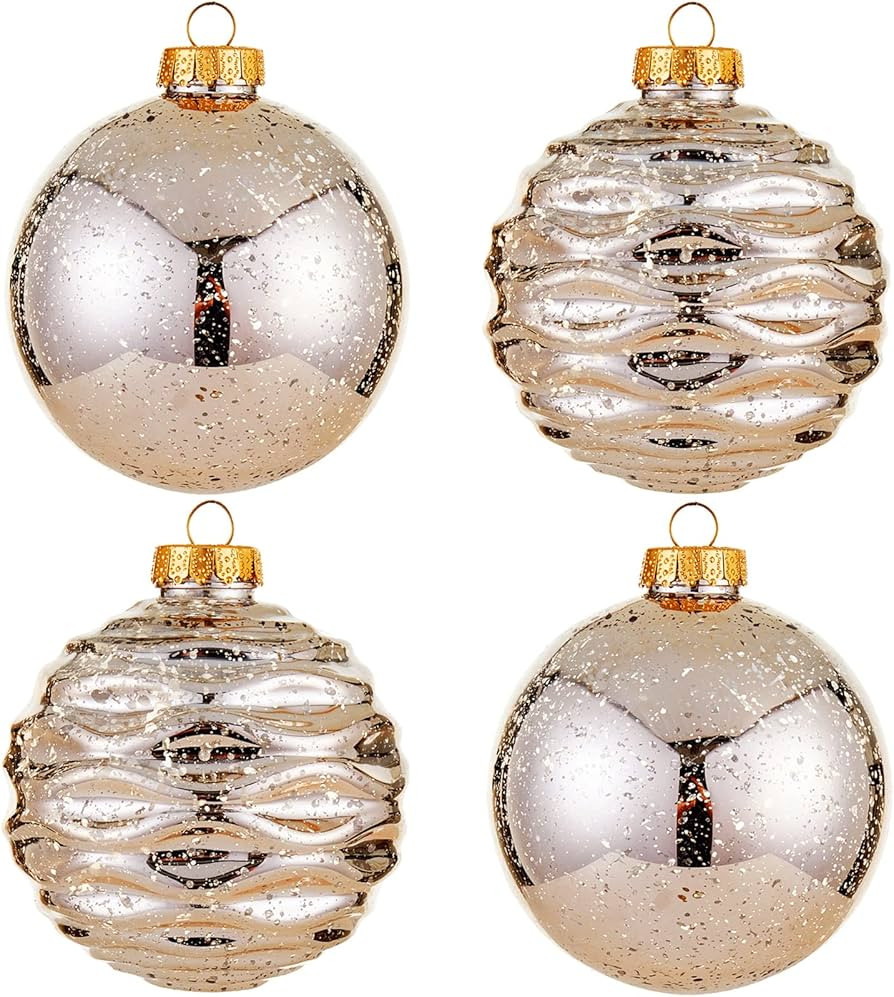 Large Christmas Ball Ornaments 4-inch, Champagne Oversized Shatterproof Plastic Decorative Hangin... | Amazon (US)