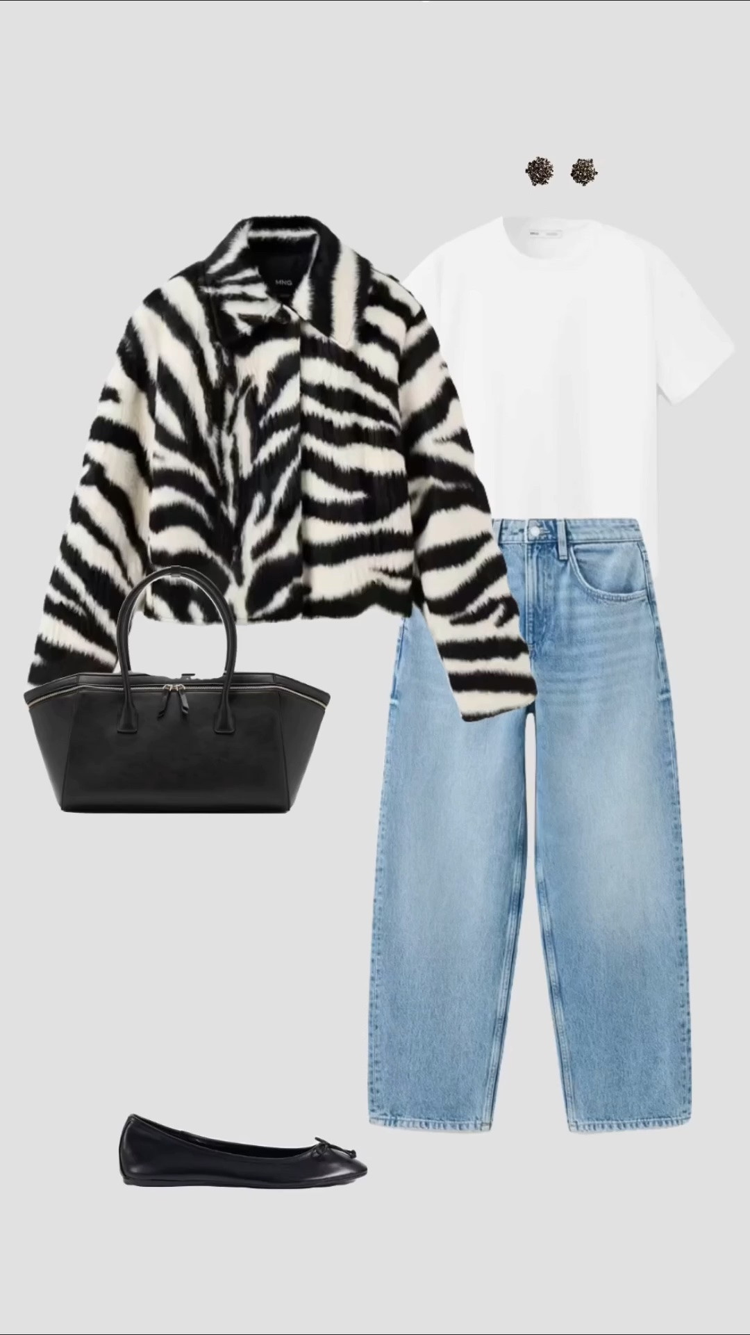 Zebra Print Jacket, White Crew Neck T-shirt, Light Blue Balloon Jeans & Black Ballet Flats Autumn Outfit 🦓🖤

• smart casual outfits transitional outfit uk 2026 womens outfit pub outfit date night outfits city break outfit work workwear business casual outfit barrel jeans college outfits uni outfit •

#LTKuk #LTKautumn #LTKjeans