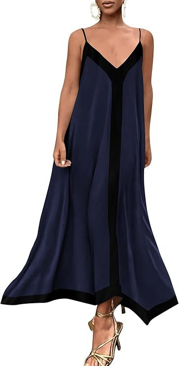 PRETTYGARDEN Womens Maxi Dress 2026 Summer Sundress V Neck Spaghetti Strap Flowy Elegant Party Dr... | Amazon (US)