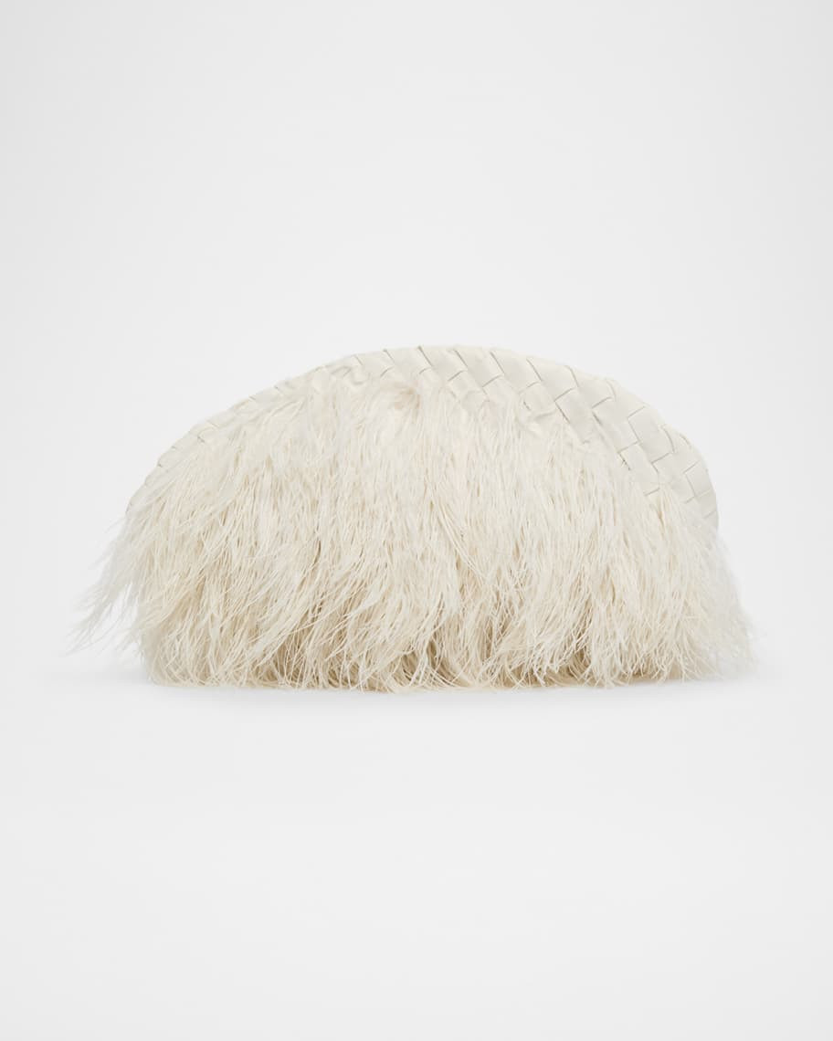 Bottega Veneta Nappa Leather & Feather Clutch Bag | Neiman Marcus