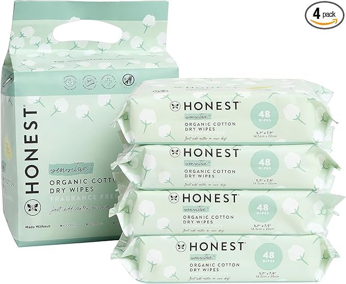 The Honest Company Dry Baby Wipes | 100% Organic Cotton, Gentle, Disposable | 192 Count | Amazon (US)