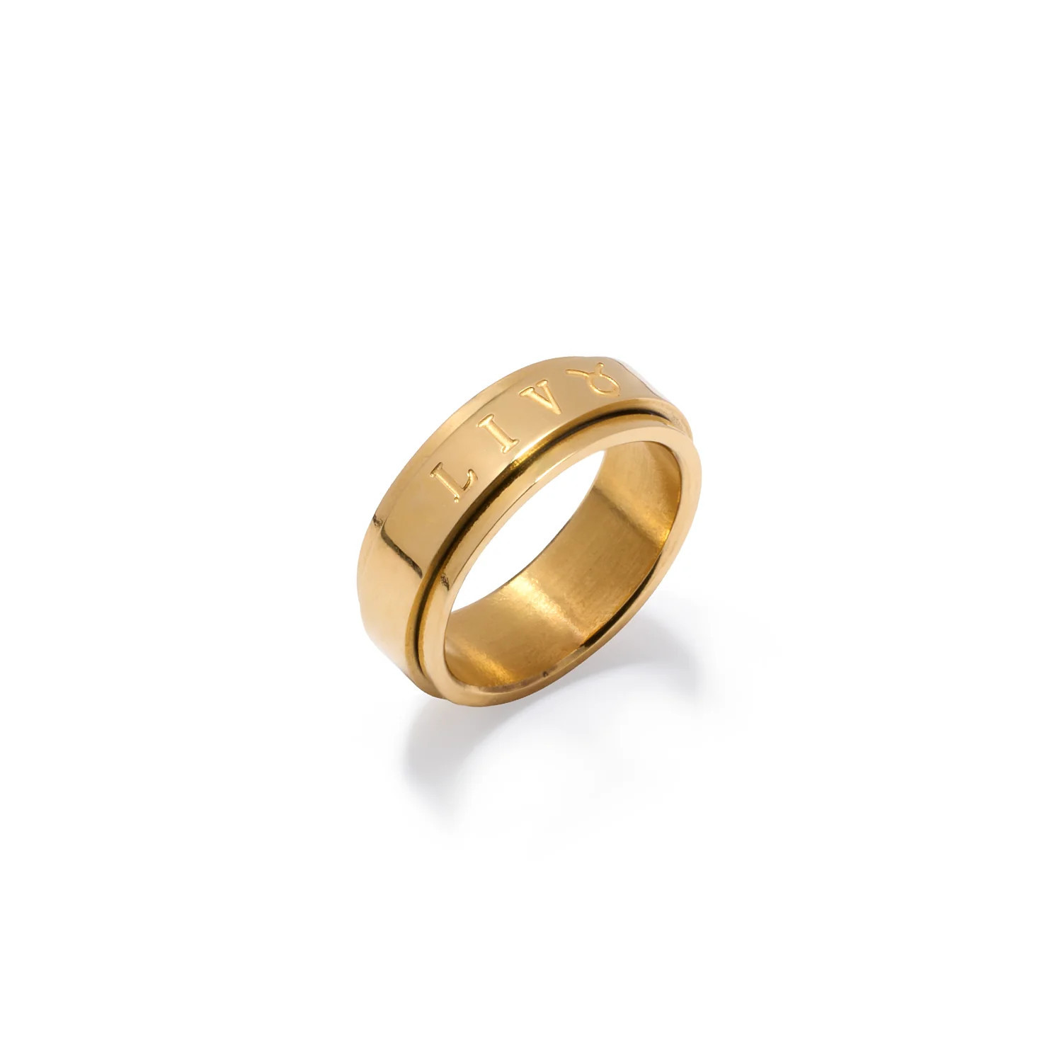 Custom Stamped Name Fidget Ring (Gold) | Abbott Lyon