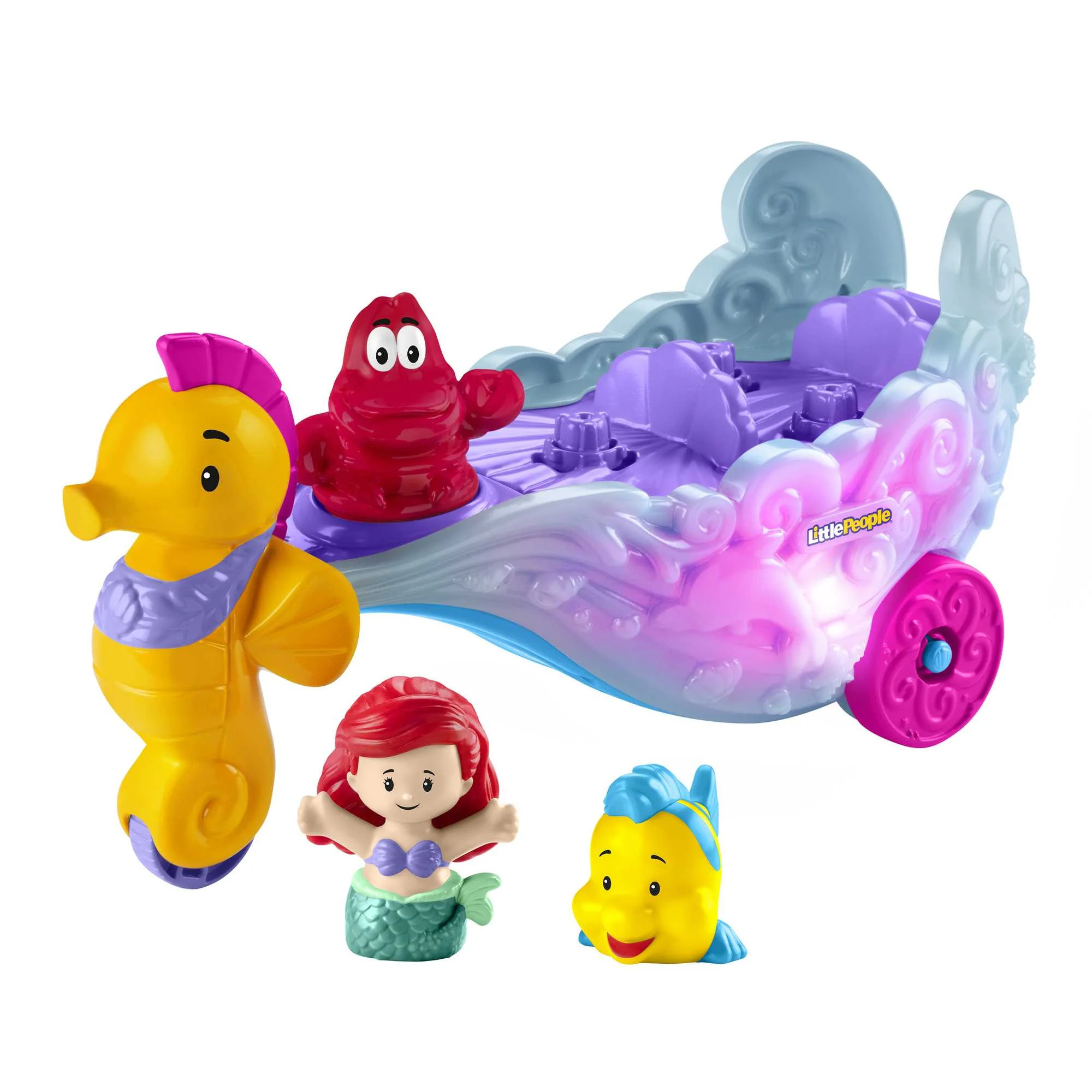 Disney Princess Ariel's Light-Up Sea Carriage Little People Musical Vehicle for Toddlers | Walmart (US)