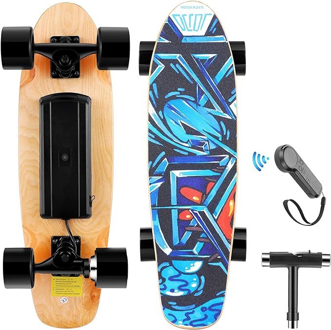 WOOKRAYS Electric Skateboard with Wireless Remote Control, 350W, Max 12.4 MPH, 7 Layers Maple E-S... | Amazon (US)