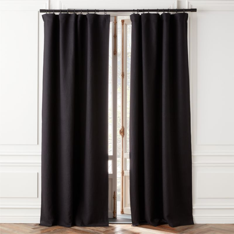 Black EUROPEAN FLAX-Certified Linen Blackout Window Curtain Panel 48''x96" + Reviews | CB2 | CB2