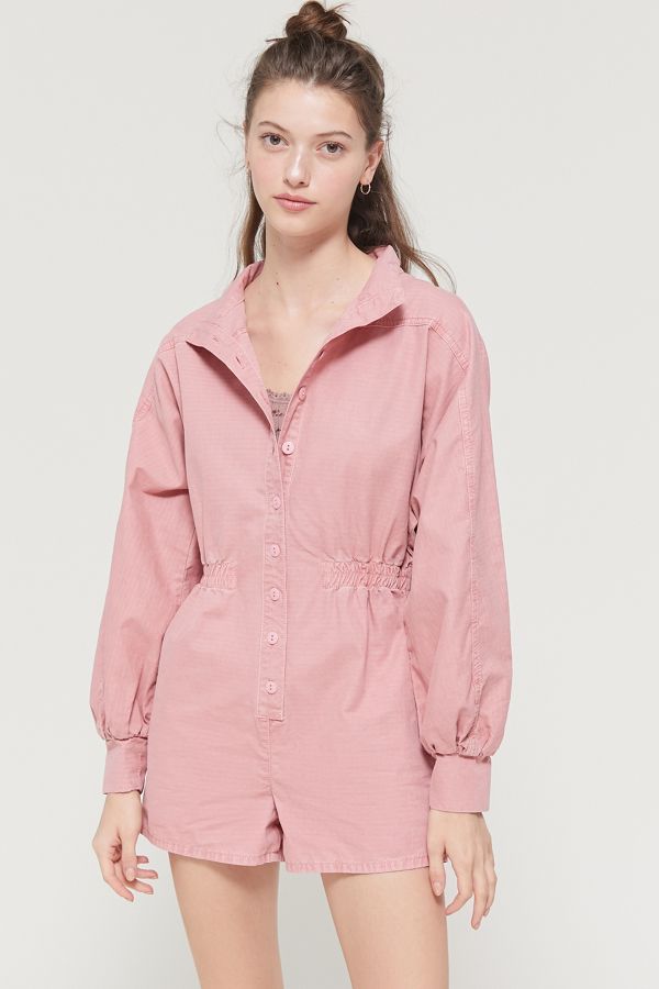 UO Cruise Button-Front Coverall Romper | Urban Outfitters (US and RoW)