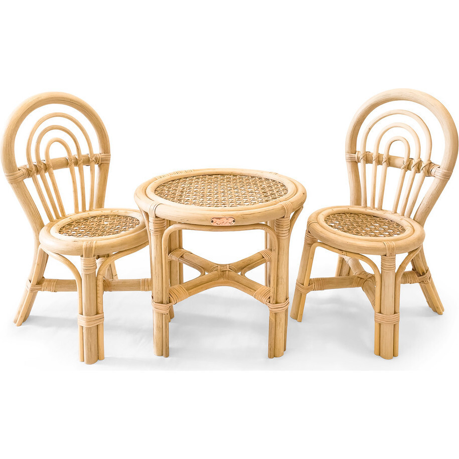 Rattan Mini Rainbow Chairs with Mini Table | Maisonette