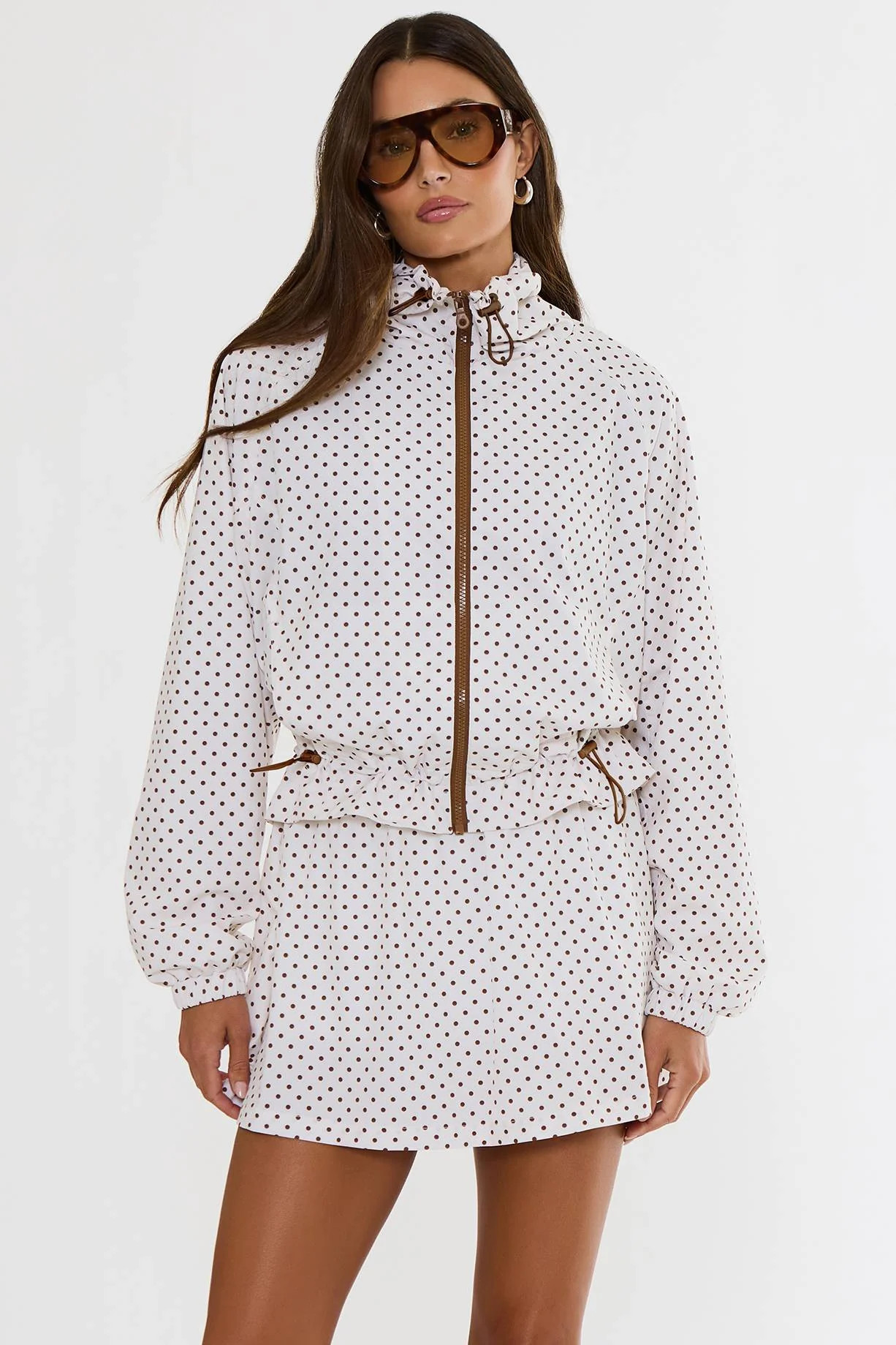 Casen Jacket Caribou Natural Polka Dot | Lightweight Zip Running Jacket | Beach Riot | Beach Riot