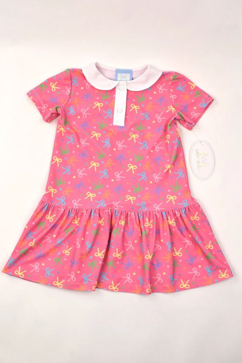 Funtasia Too Girls Sleeveless Tennis Dress with Collar -Bow Print | Persnickety