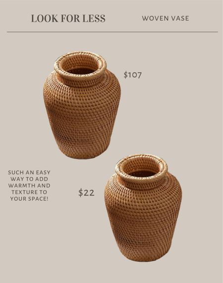 Look for less

Woven vases

#LTKfindsunder50 #LTKstyletip #LTKhome