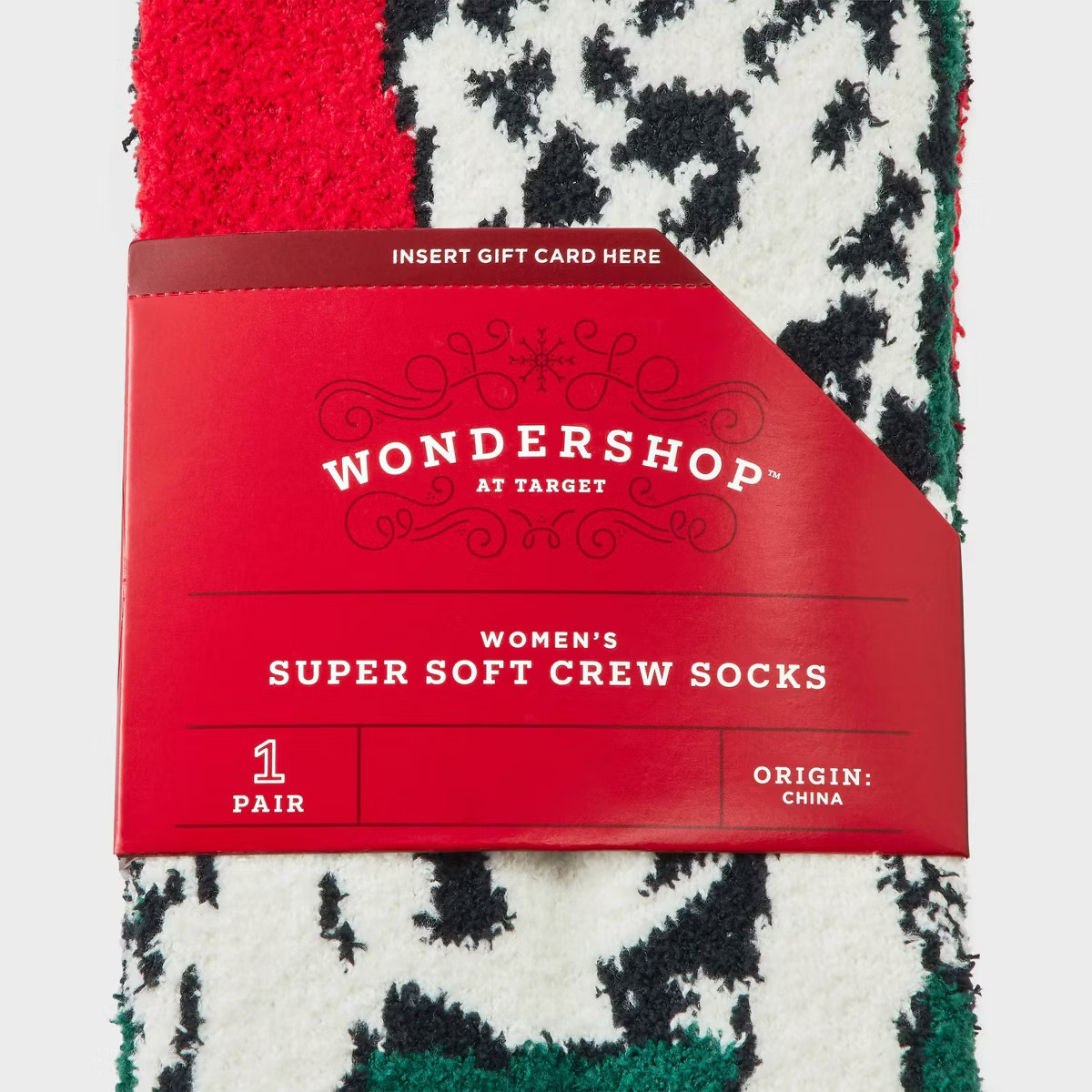 Women's Dalmatian Christmas Cozy Crew Socks with Gift Card Holder - Wondershop™ Green/White/Bla... | Target