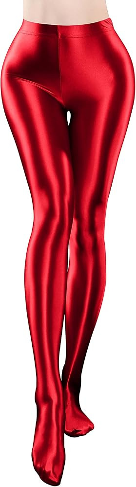 FEOYA Women's Wet Look Footed Leggings Metallic Dance Tights Shiny Leggings Shimmer Pants Glitter... | Amazon (US)