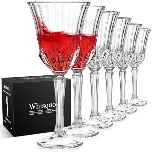 Whisquor Wine Glasses Set of 6, Lead-free Crystal Wine Glasses, Vintage Red Wine Glassware for Daily Use, Hosting Guests, Gifts for Wedding | Amazon (US)