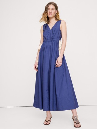 Twisted Shoulder Poplin Maxi Dress | Banana Republic (US)