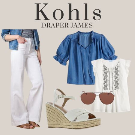 Draper James at Kohls.

White jeans, denim top, espadrilles, sunglasses 

#LTKFindsUnder50 #LTKFindsUnder100 #LTKWorkwear