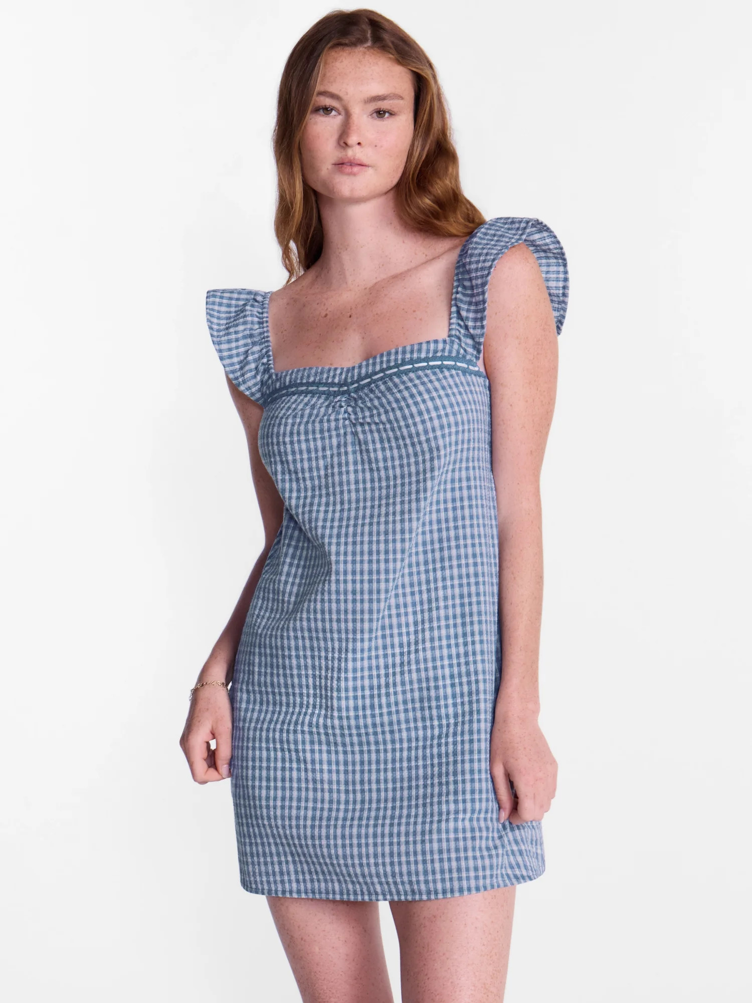 No Boundaries Plaid Picnic Mini Dress, Women’s XXS-XXL | Walmart (US)