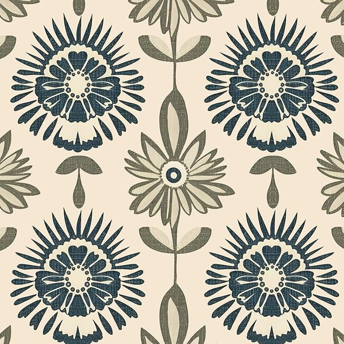 Beige Boho Wallpaper Peel and Stick Floral Damask Contact Paper Symmetry Removable Self Adhesive ... | Amazon (US)