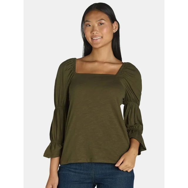 The Pioneer Woman Puff Sleeve Top, Women's, Sizes XS-3X | Walmart (US)