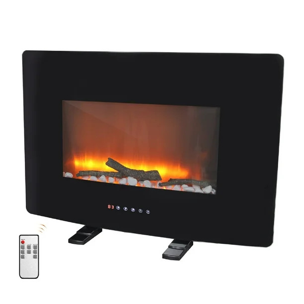 Sophia & William 30" Curved Glass Electric Fireplace Wall Mounted Heater - Walmart.com | Walmart (US)