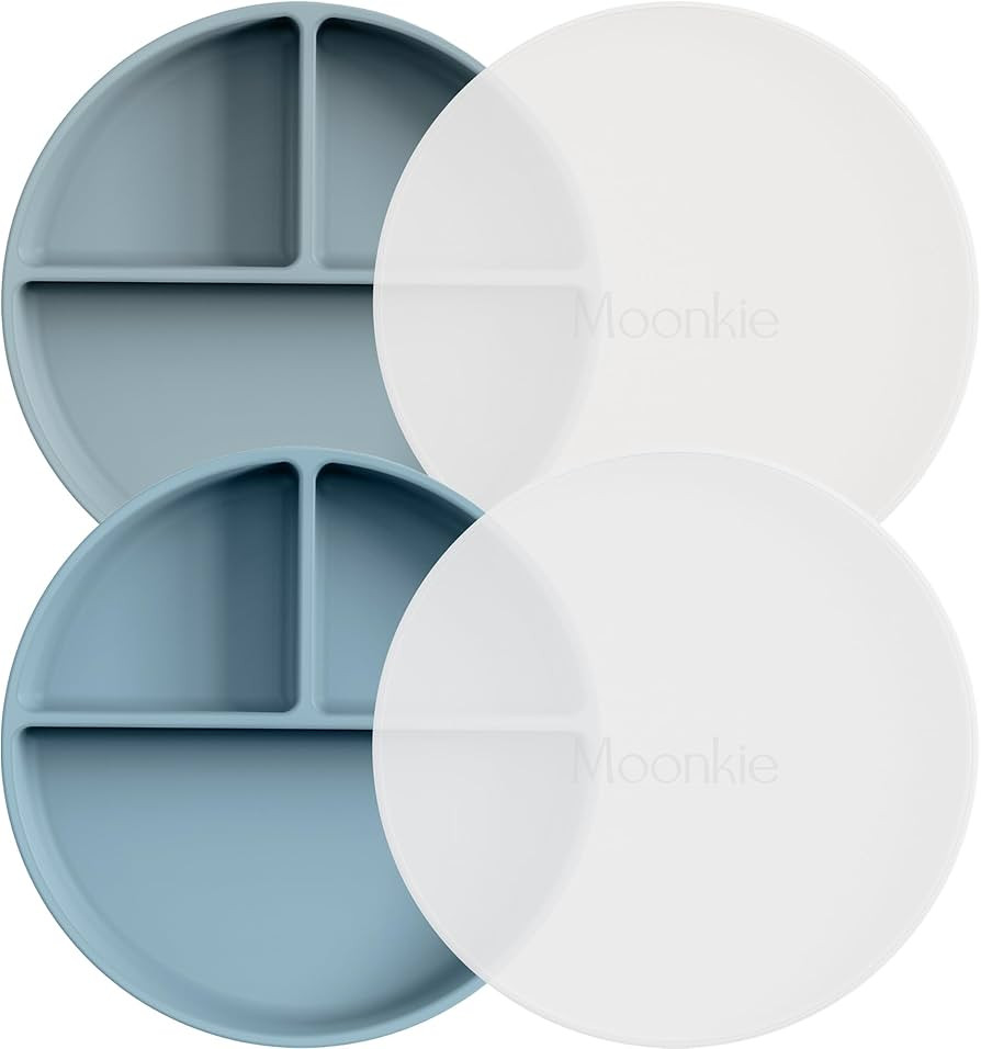 Moonkie Suction Plates for Baby | 100% Silicone BPA-Free Baby Plates with Lids and Food Cover | D... | Amazon (US)