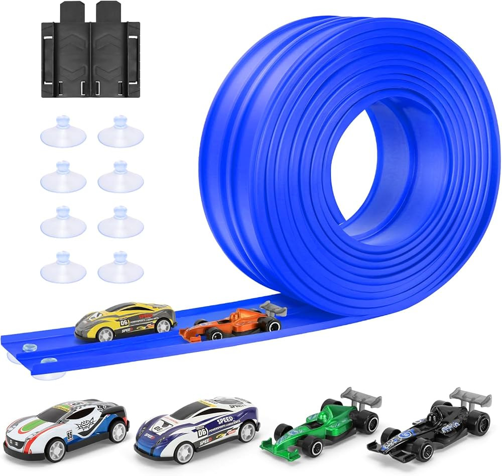 KETIEE Flex Tracks 16Ft for Kids: Flexible Race Car Ramp Track with 4 Small Racecars and 8 Suctio... | Amazon (US)