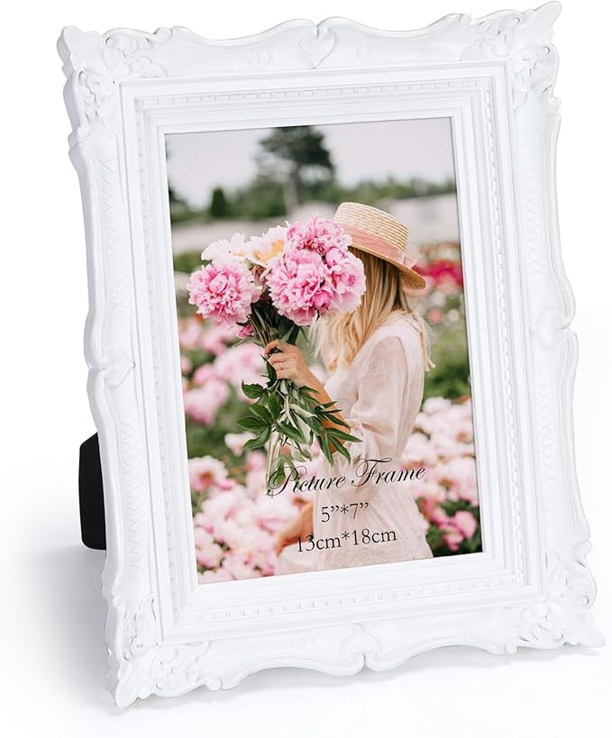 PHAREGE 5x7 White Vintage Picture Frame, 5 by 7 Ornate Antique Picture Frame for Wedding, Retro P... | Amazon (US)