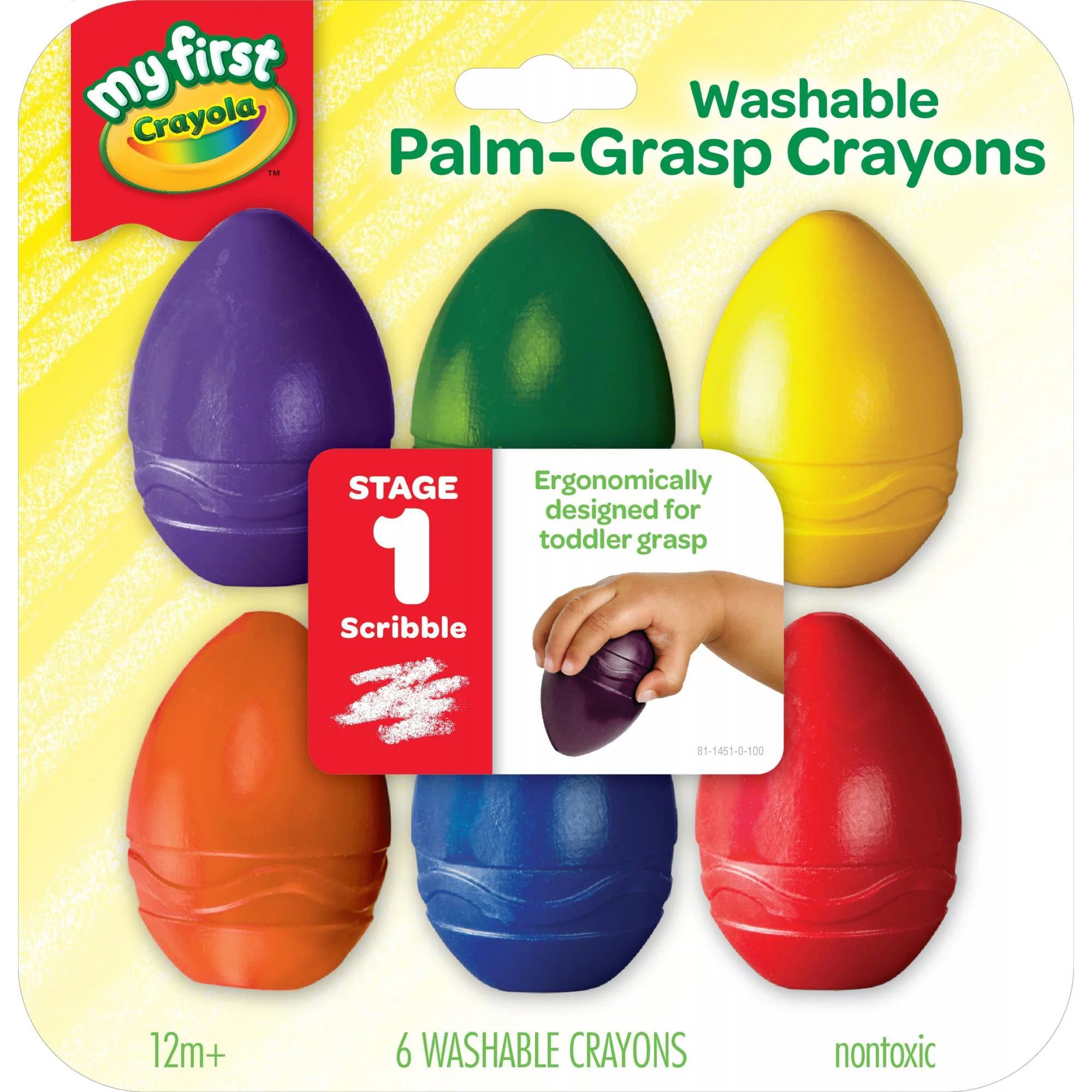 Crayola My First Washable Palm-Grasp Crayons for Toddlers, 6 Count - Walmart.com | Walmart (US)