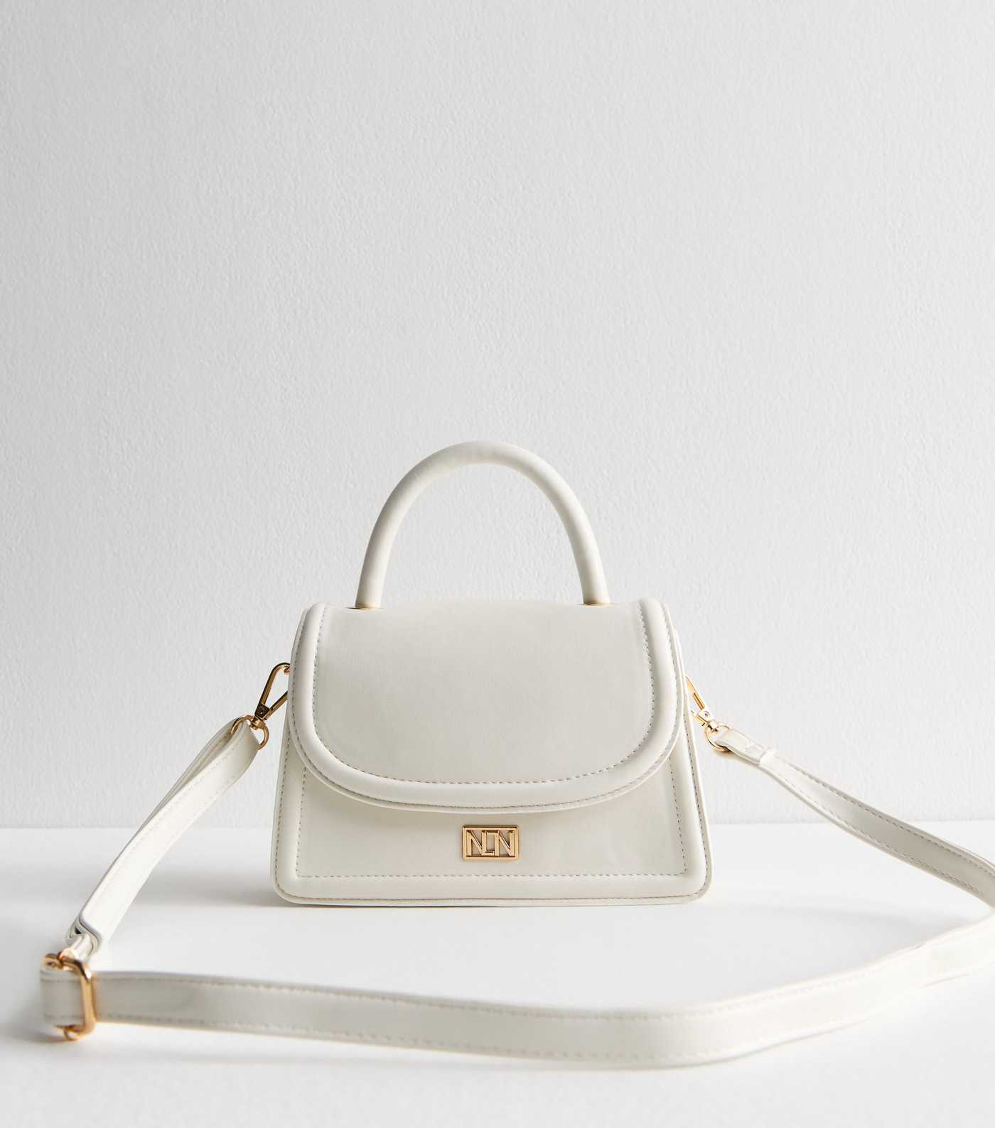 White Faux Leather Top Handle Bag | New Look | New Look (UK)