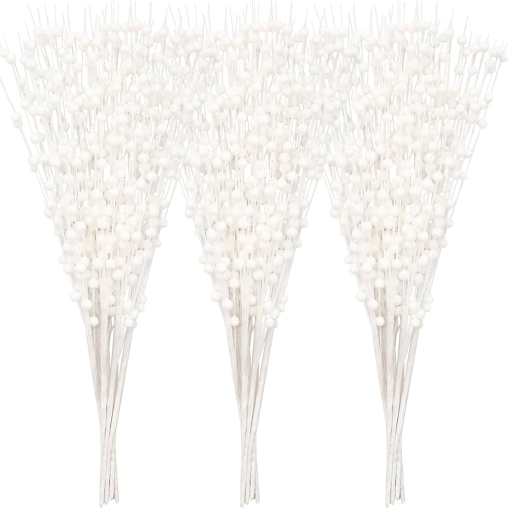 18 Pack Artificial Glitter Berry Stems 15.7in Decorative Christmas Picks Glittery Bead Sticks Bra... | Amazon (US)