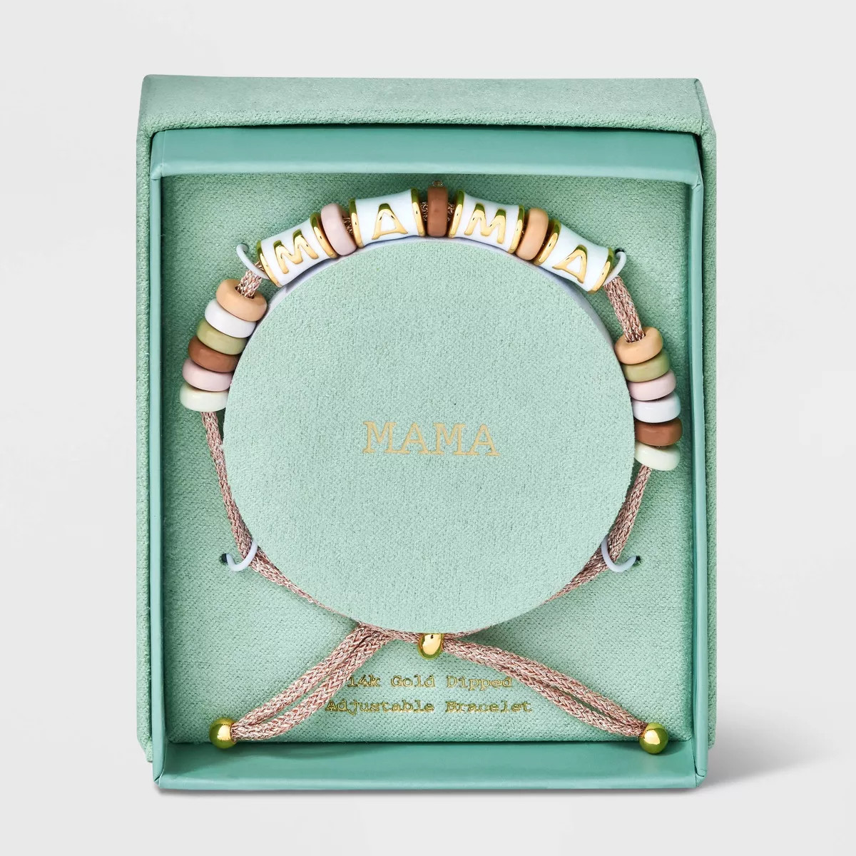 14K Gold Dipped "Mama" Enamel Beaded Adjustable Bracelet - A New Day™ Gold/White | Target