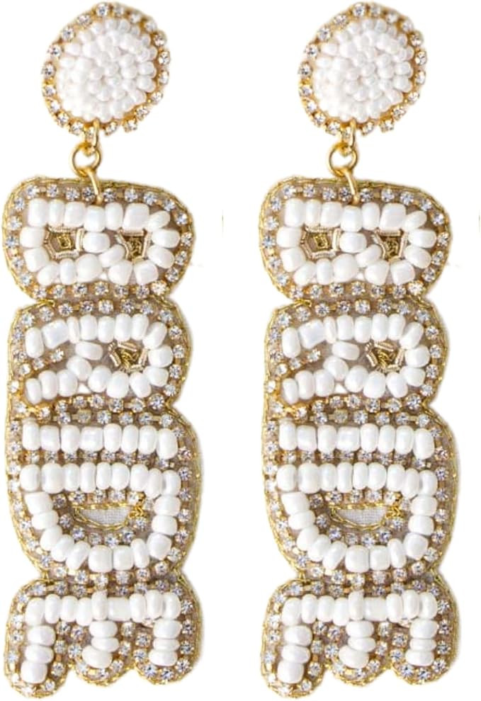 Bride Earrings, Bridal Earrings, Beaded Wedding Earrings, Seed Bead Bride Earrings, Statement Ear... | Amazon (US)