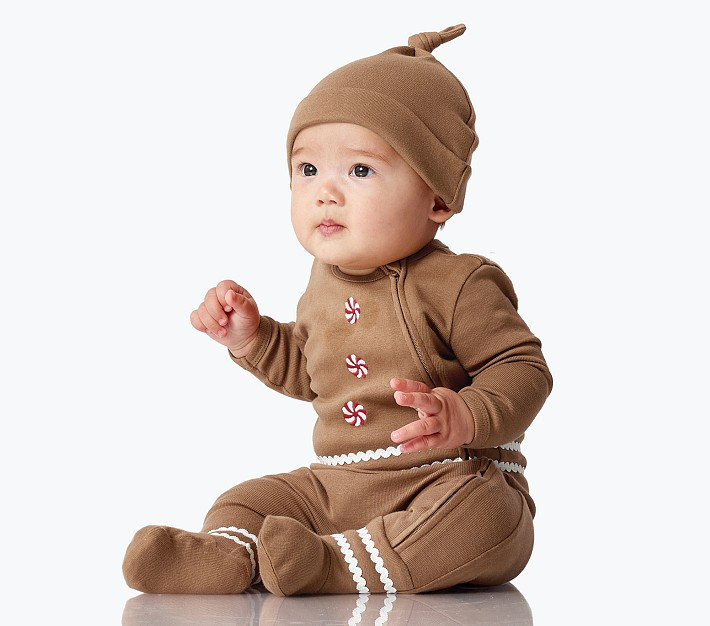 Heirloom Gingerbread Organic Nursery Pajama & Hat Set | Pottery Barn Kids