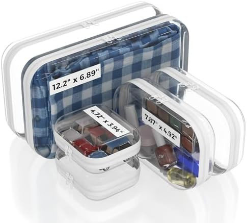 Extra Durable Mini Clear Hard Shell Zipper Case 6 Pack, 2x 12" Large, 2x 8" Medium, 2x 5" Small, ... | Amazon (US)