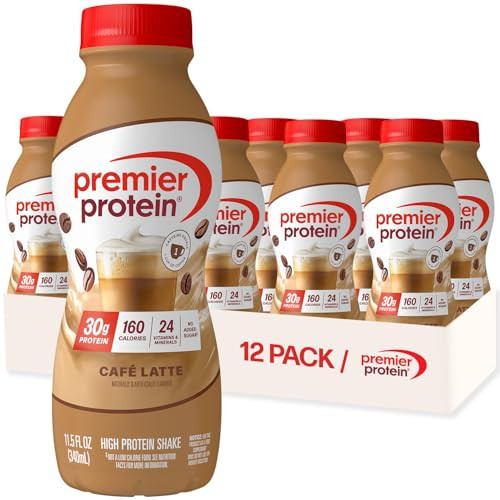Premier Protein +Energy 30g High Protein Shake, Café Latte, 12 Pack | Amazon (US)