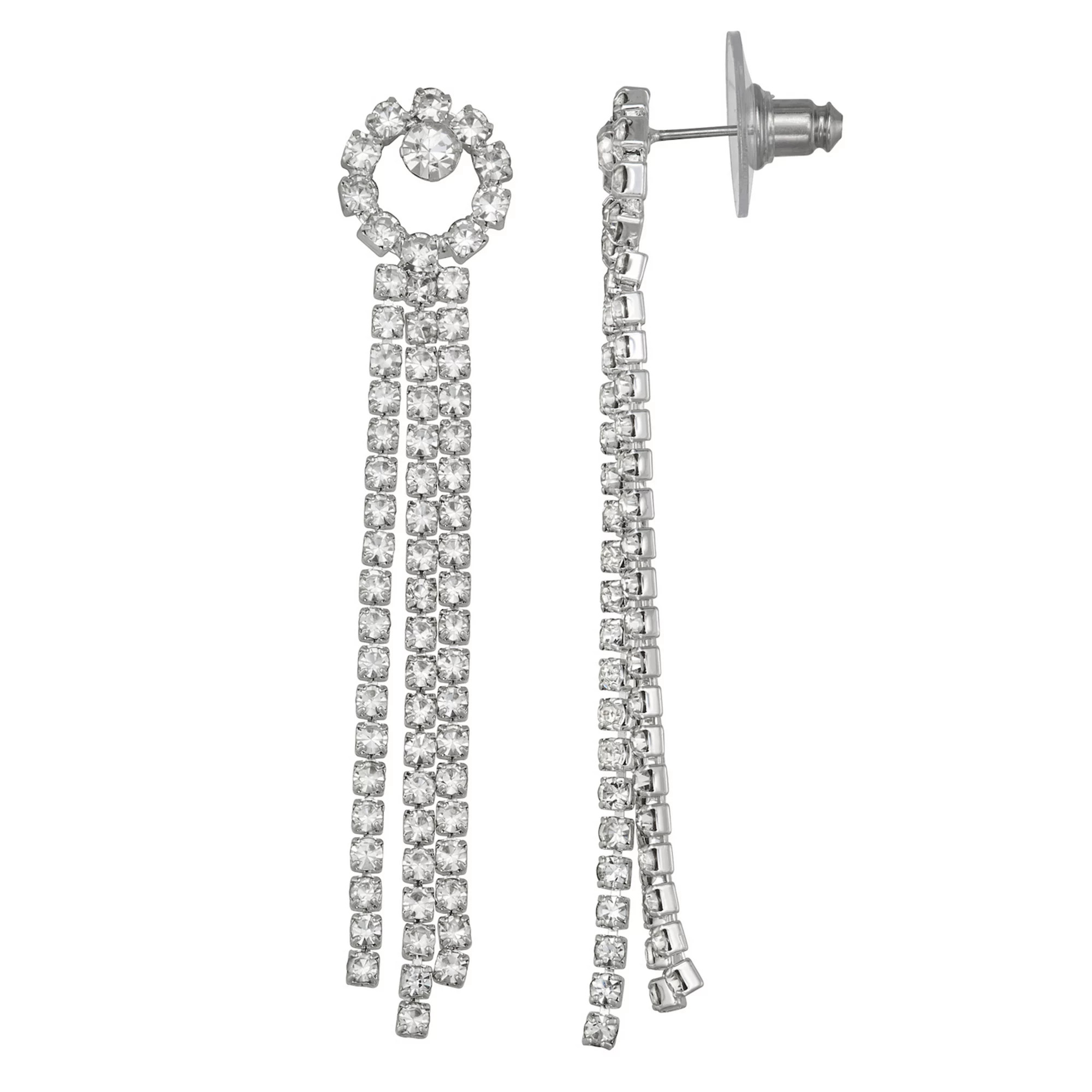 You're Invited Silver Tone Rhinestone Cupchain Chandelier Earrings | Kohl's