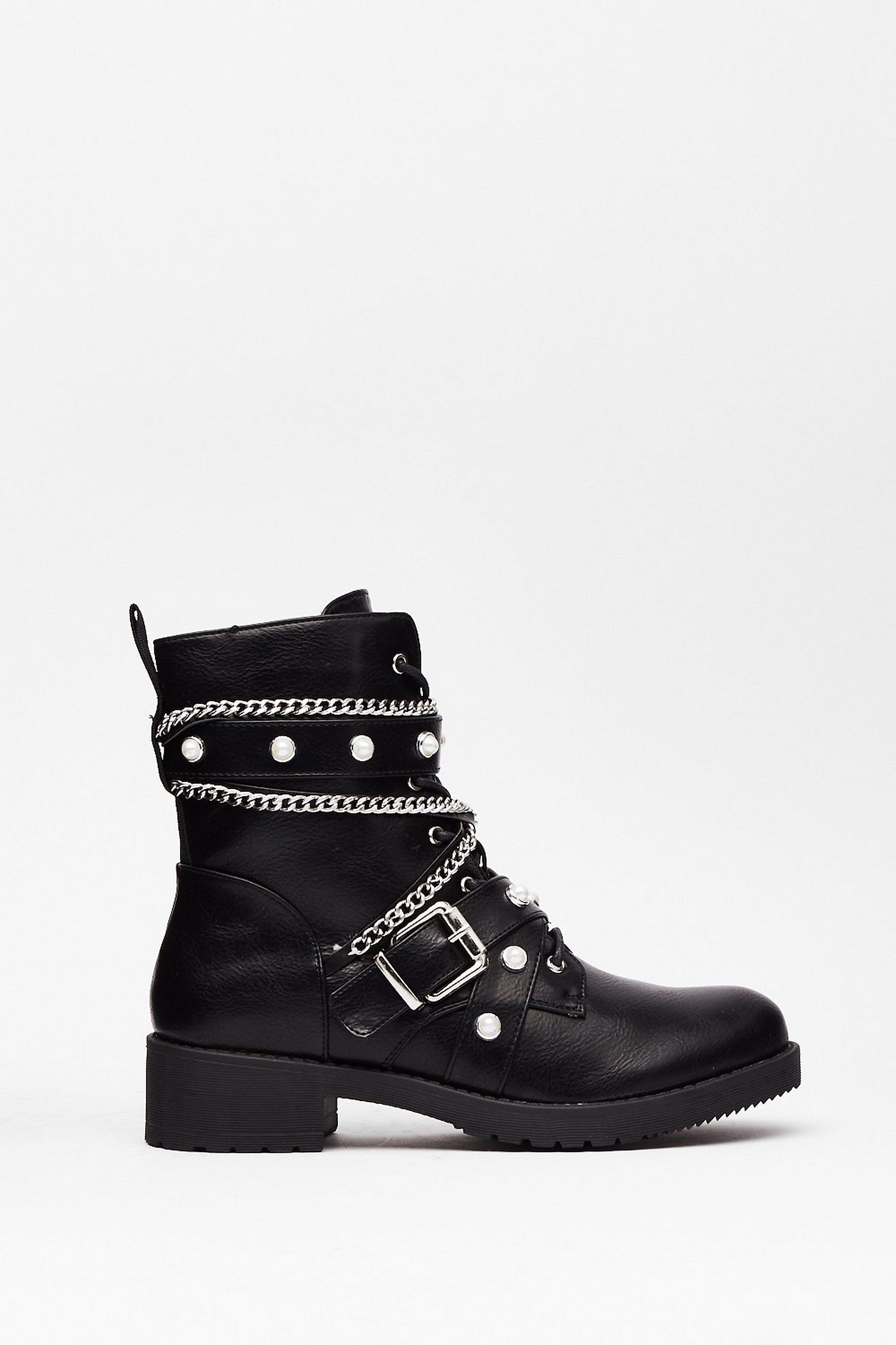 Who's That Pearl Faux Leather Biker Boots | NastyGal (US & CA)