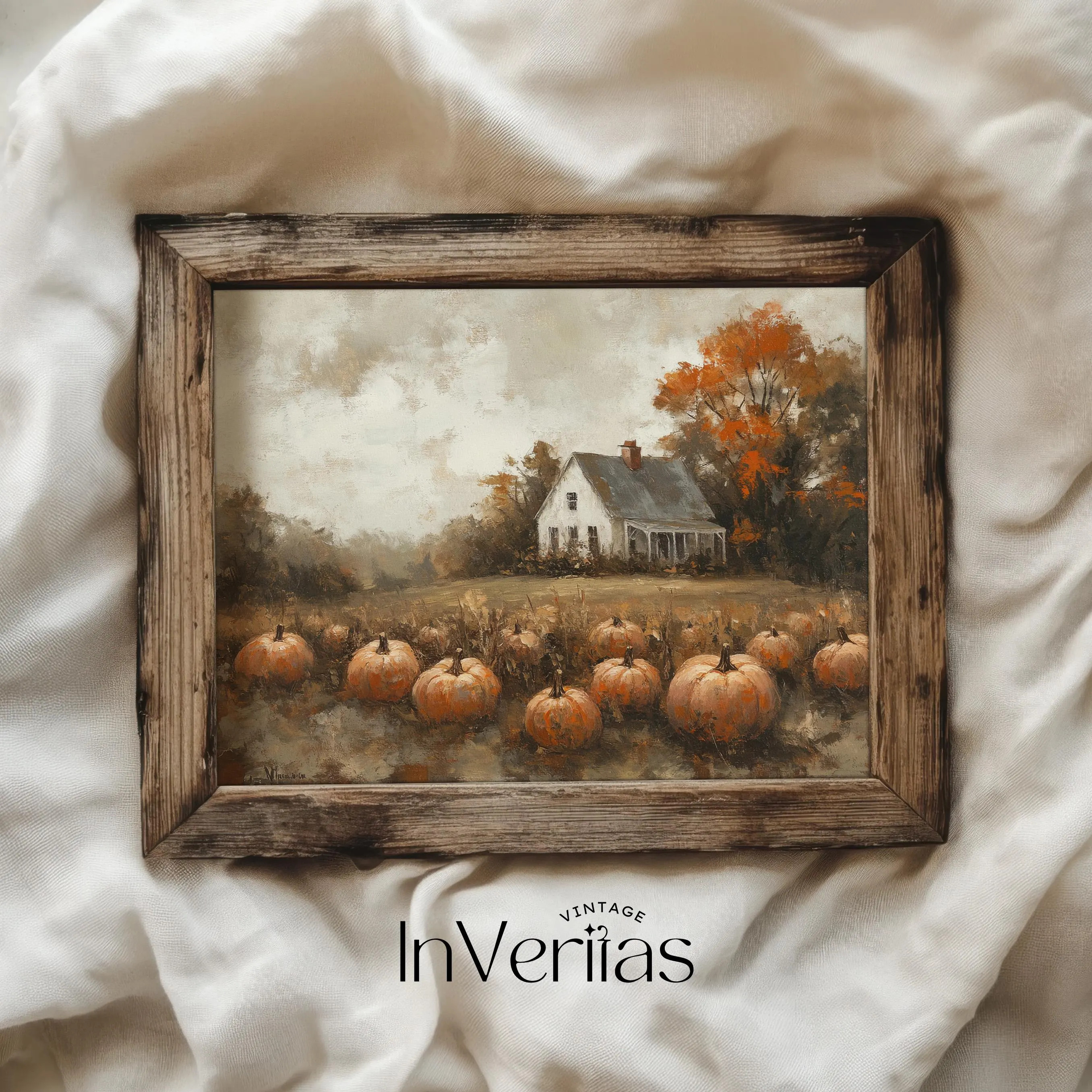 Muted Pumpkin Patch Moody Vintage Style Halloween Painting | Country Cottage Fall Decor | PRINTABLE | No. 704 | Etsy (Global)