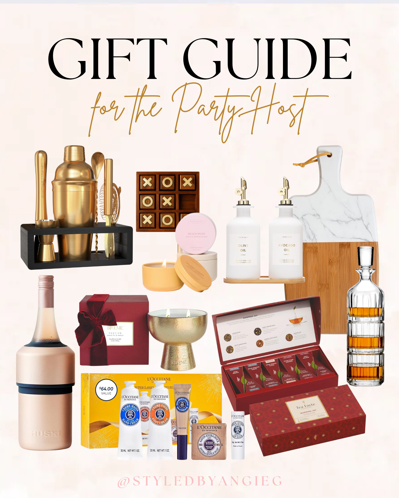 Gift guide for the party host! Bar cart essentials, cocktail set, candles, luxe soaps, marble boards, hosting gifts, wine chiller, gourmet treats, tea sampler, L’Occitane sets, holiday entertaining, hostess gifts they’ll love 

 

#LTKGiftGuide #LTKHoliday #LTKHome