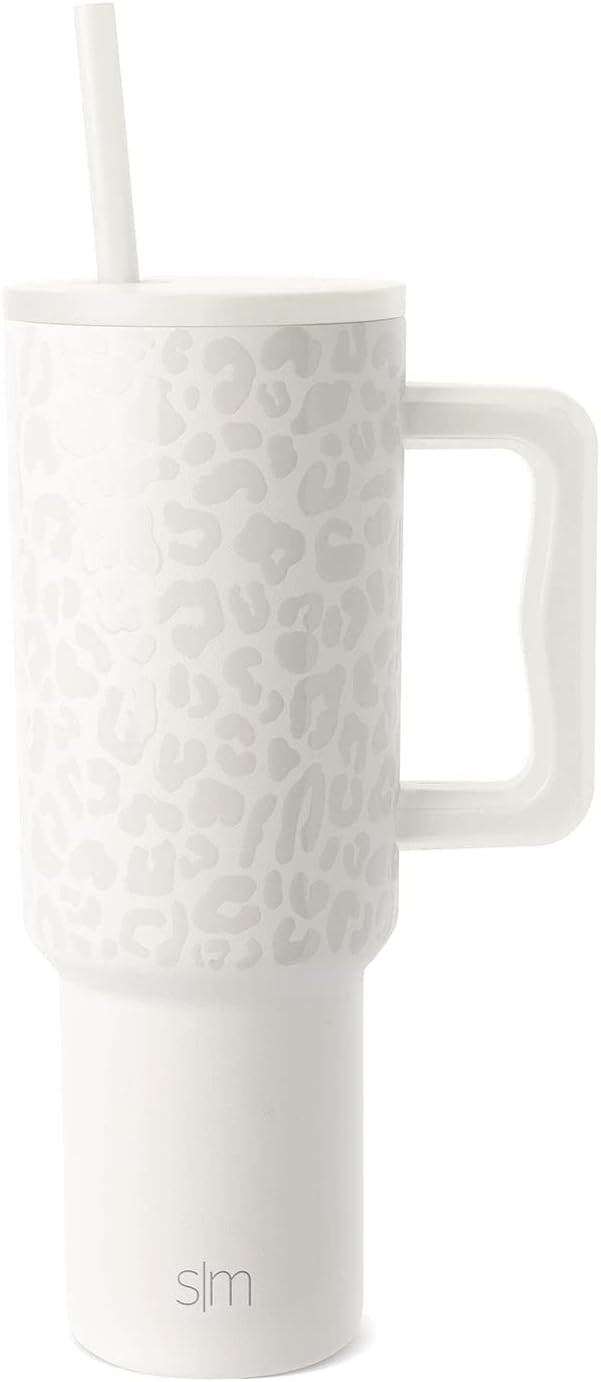 40 oz Insulated Stainless Steel Tumbler with Straw Lid - Simple Modern Trek Collection Cream Leop... | Amazon (US)