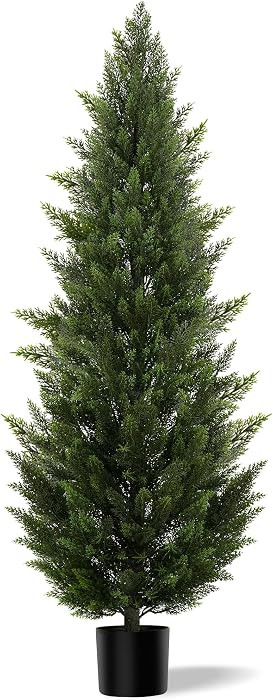 Outdoor Artificial Cedar Topiary Tree, Faux Evergreen Shrubs for Front Porch Decor, Lifelike Fake... | Amazon (US)