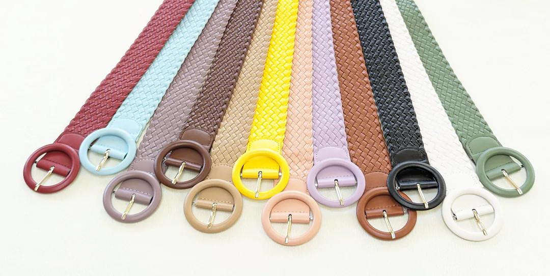 Veganer Lederg\u00fcrtel, mehrere Farben, bunter G\u00fcrtel, runder Schnalleng\u00fcrtel, Modeg\... | Etsy (Global)