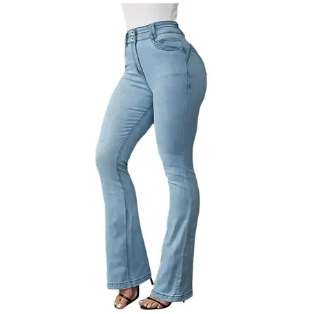 Kiittyyyy Bell Bottom Jeans for Women - Bell Vintage Button Jeans Stretchy Fashionable Straight Denim Pants Pants for Women | Walmart (US)