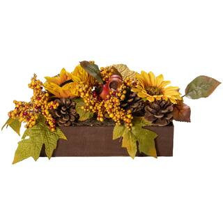 10" Yellow & Brown Sunflowers & Leaves Fall Harvest Floral Arrangement By Northlight in Brown/Yellow | Michaels® | Michaels Stores