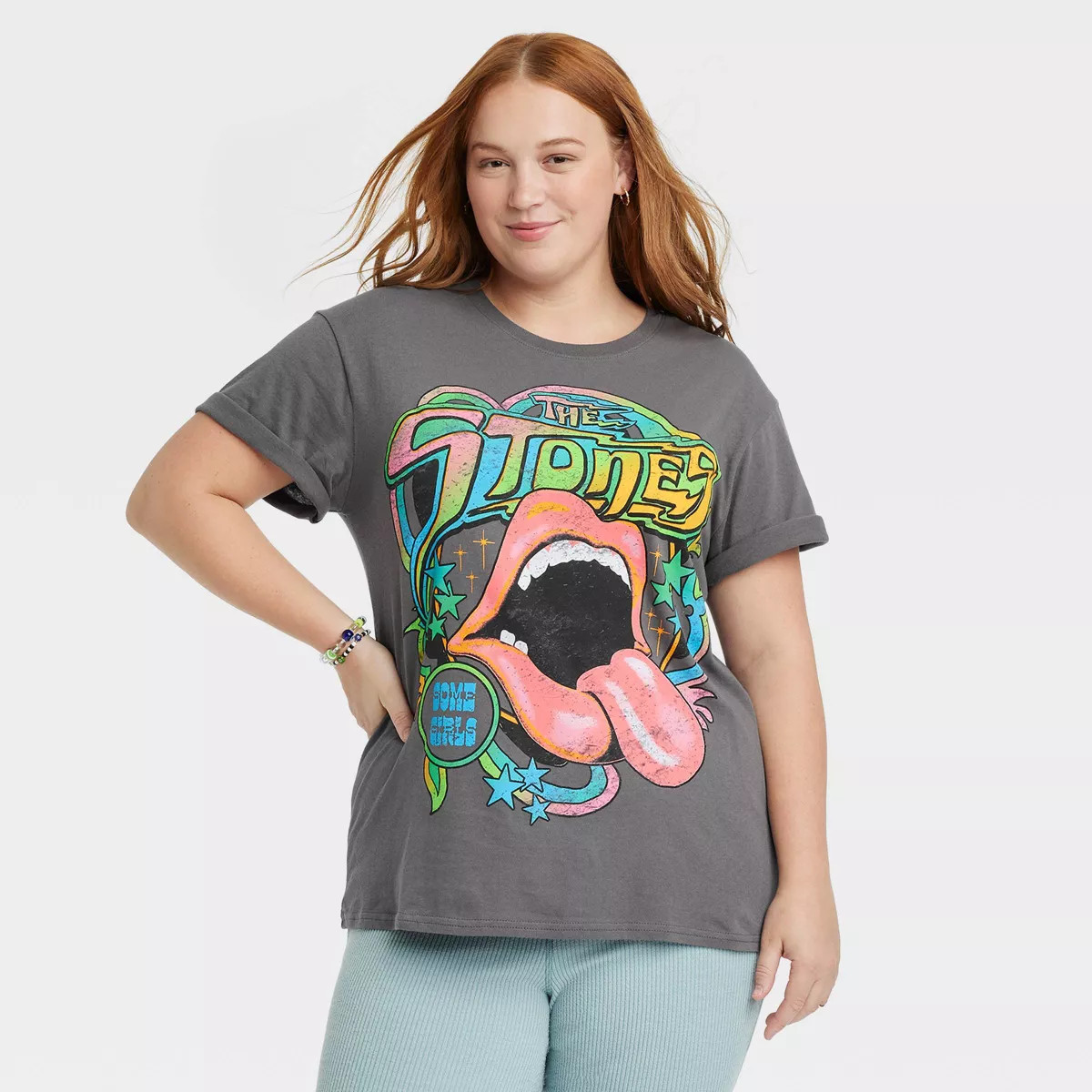 Women's The Rolling Stones Colorful Short Sleeve Graphic T-Shirt - Gray | Target